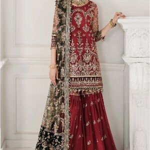 Elegant Maroon Embroidered Dress